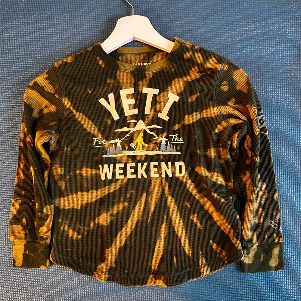 Kids long sleeve tie dye waffle shirt